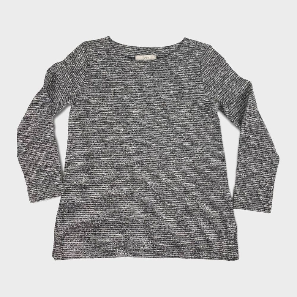 Loft Black & White Tunic Sweater size Medium Petite